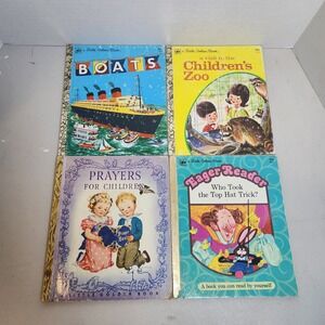 Little Golden‎ Books Lot of 4 Children Boats Prayers Zoo Pets Early Readers